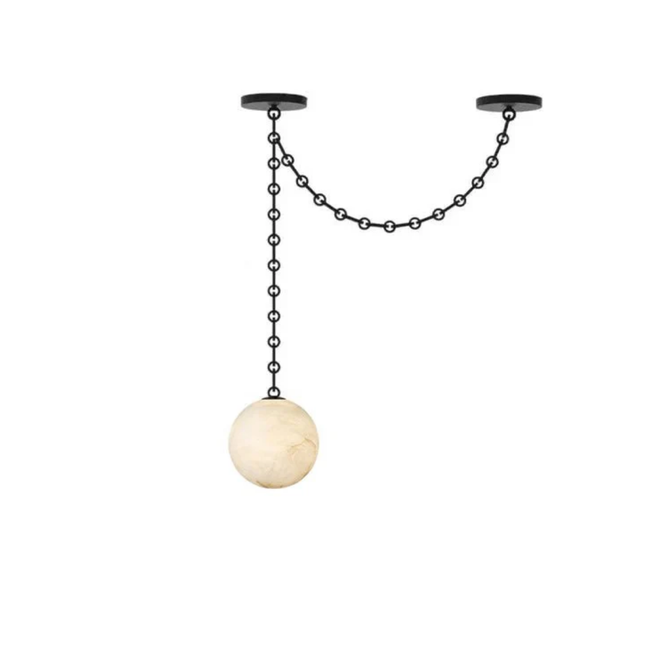 Alabaster Stone Sphere Multi-Light Chandelier