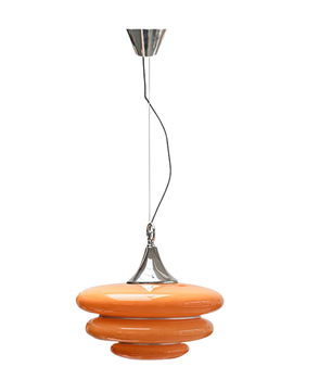 Orange Glass & Chrome Pendant Light