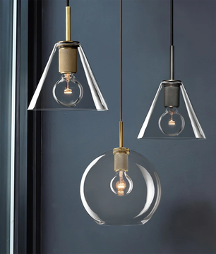 Brass & Clear Glass Pendant Light