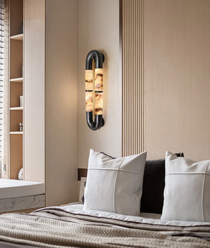 The Volterra Dual-Crescent Alabaster Sconce