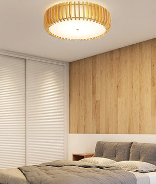 Wooden Drum Ceiling Lamp