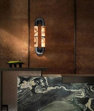 The Volterra Dual-Crescent Alabaster Sconce