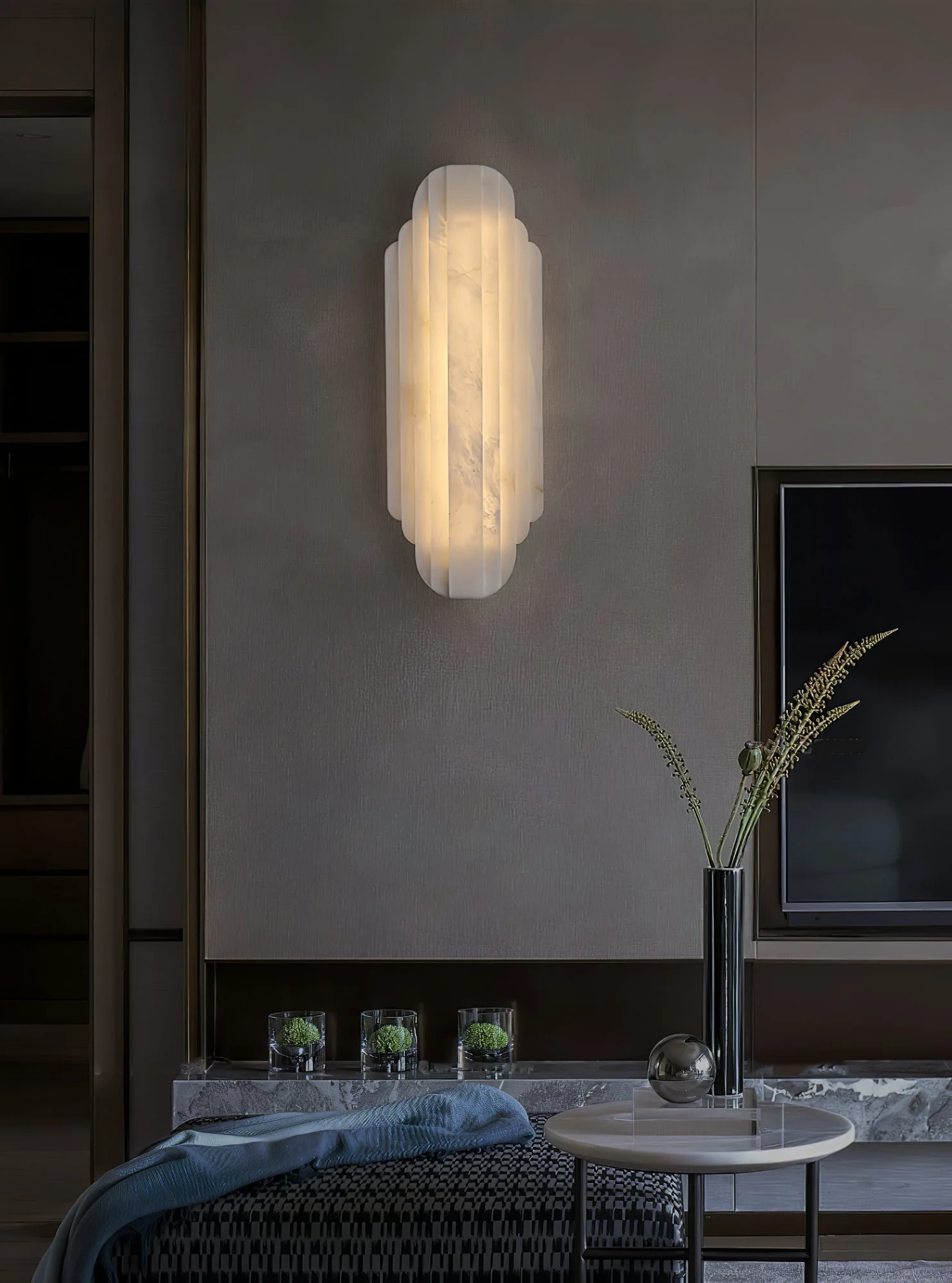 Contemporary Alabaster Wall Sconce