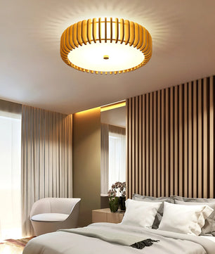 Wooden Drum Ceiling Lamp