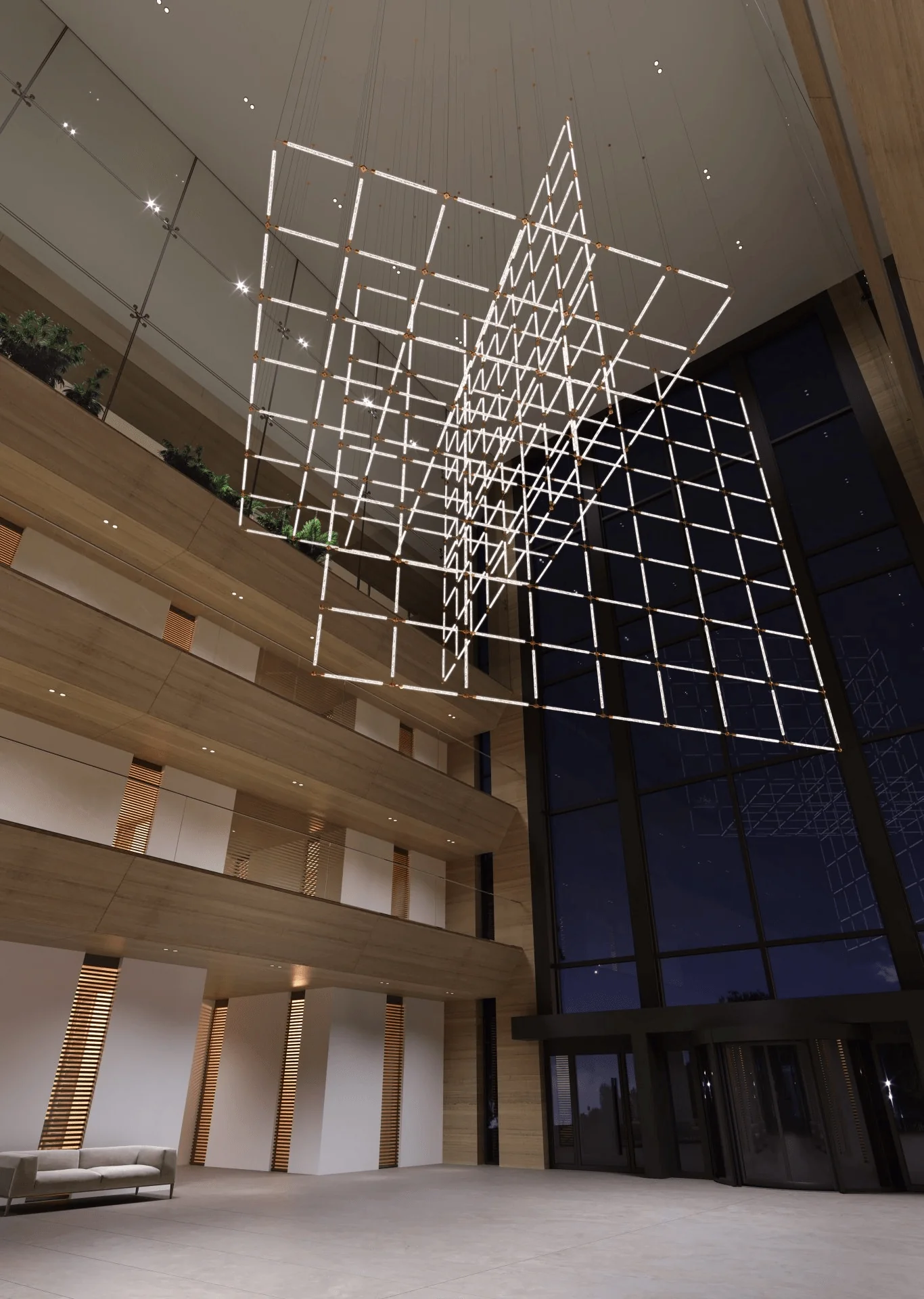 Crystal Grid Bespoken Chandelier