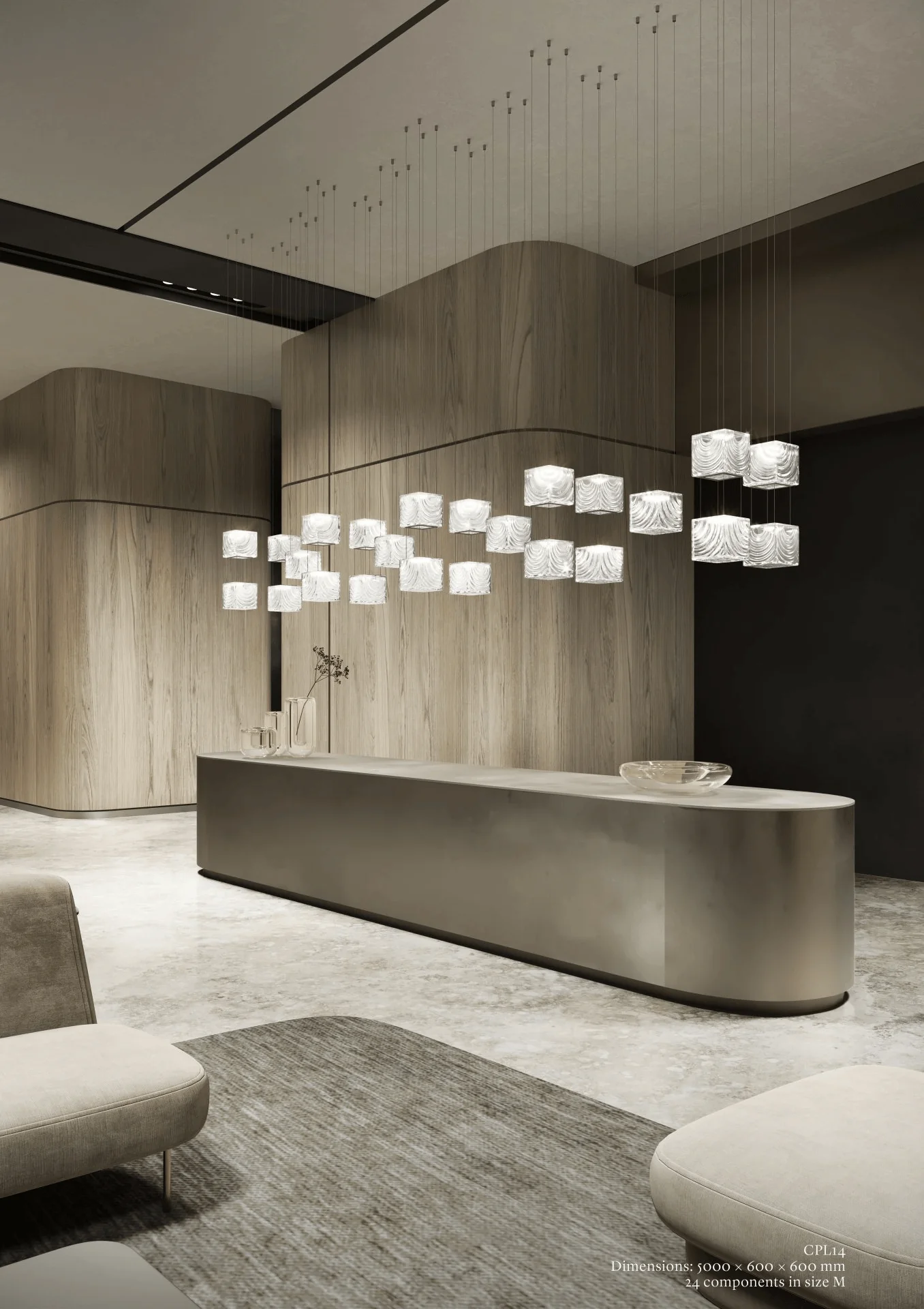 Square Multi Crystal Light Pendant Chandelier