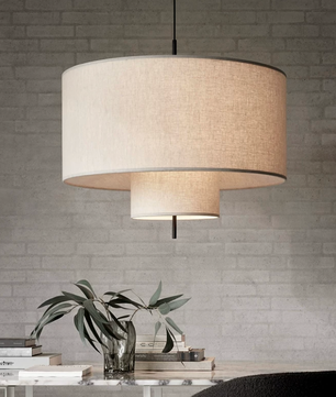 Lino Tiered Linen Drum Pendant