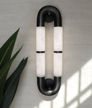 The Volterra Dual-Crescent Alabaster Sconce