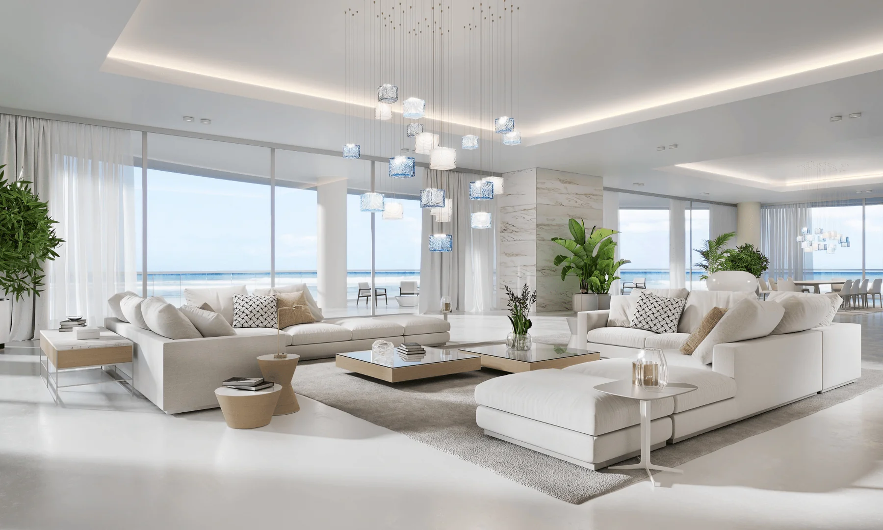 Square Multi Crystal Light Pendant Chandelier