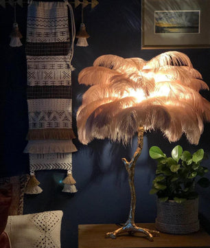Ostrich Feather Table Lamp
