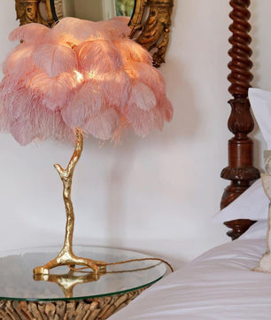 Ostrich Feather Table Lamp