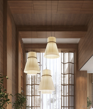 Pleated Linen Hourglass Pendant Light