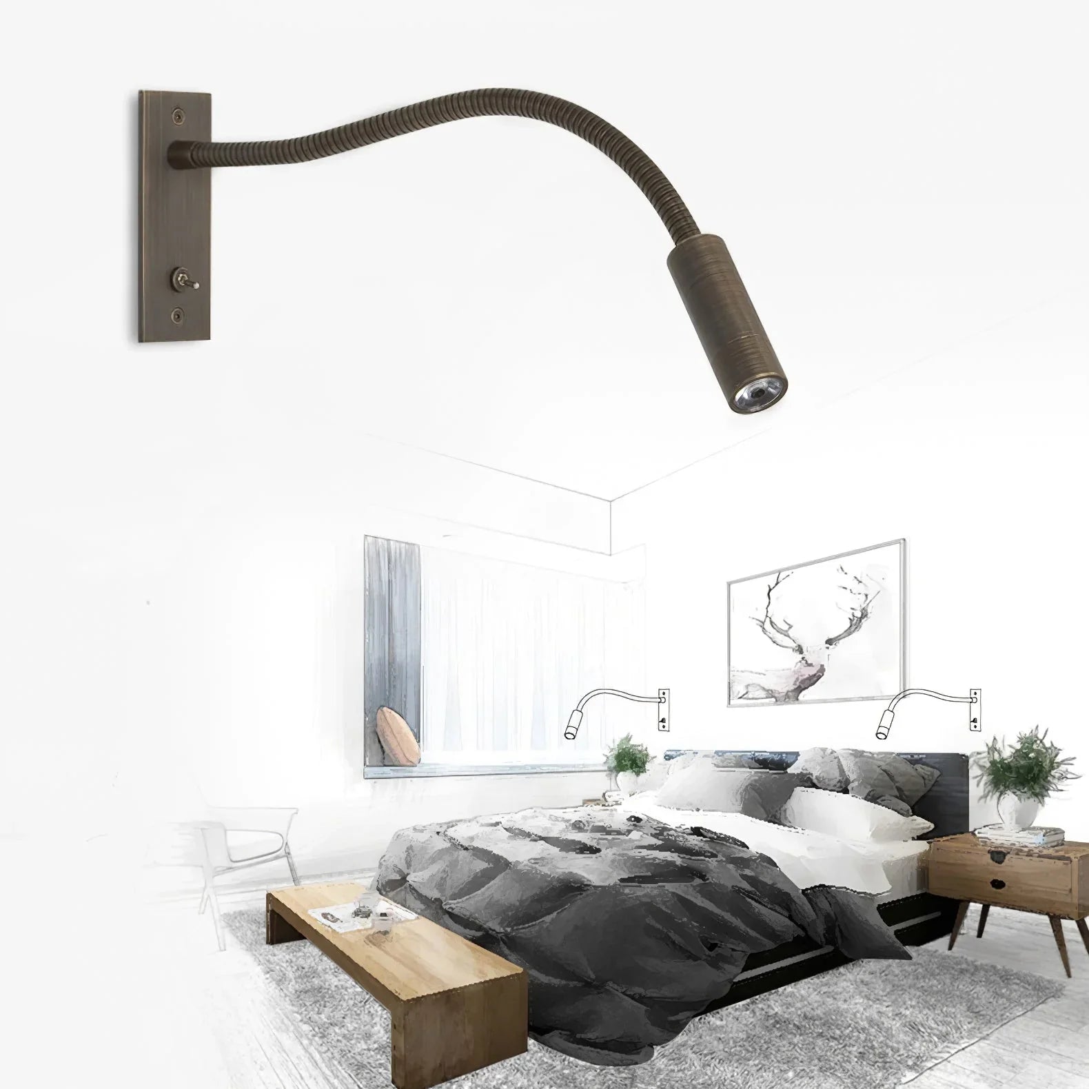إضاءة حائط LED لغرفة النوم بتصميم آرت ديكو