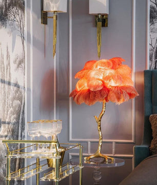 Ostrich Feather Table Lamp