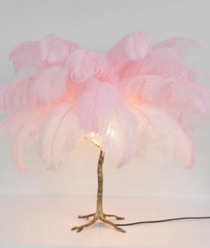 Ostrich Feather Table Lamp