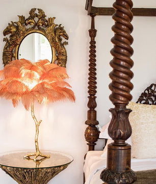 Ostrich Feather Table Lamp
