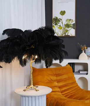 Ostrich Feather Table Lamp