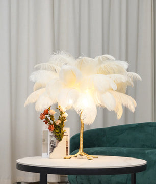 Ostrich Feather Table Lamp