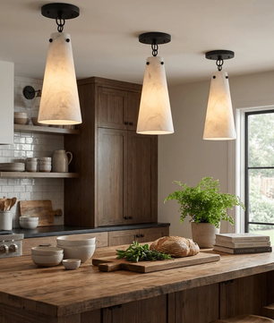Modern Alabaster Cone Ceiling Light