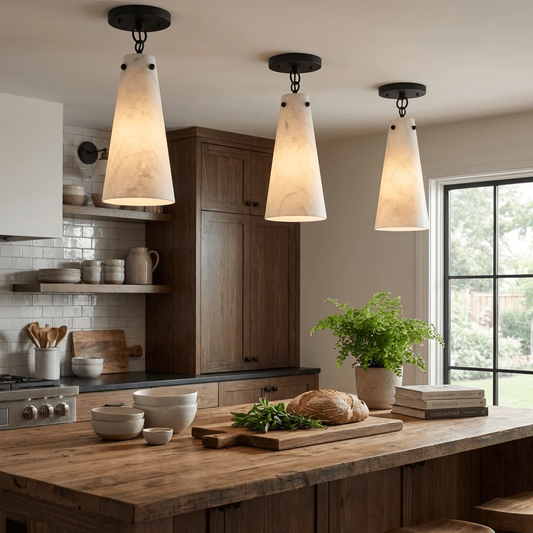 Modern Alabaster Cone Ceiling Light