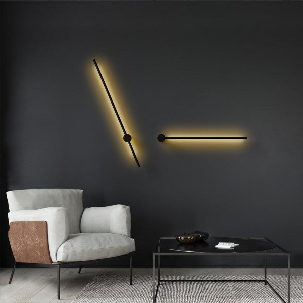 مصباح حائط LED خطي صناعي أسود قابل للتعتيم S76