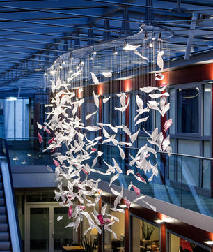 Flying Glass Feather Chandelier