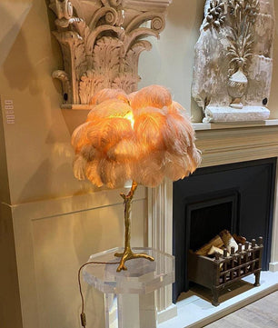 Ostrich Feather Table Lamp