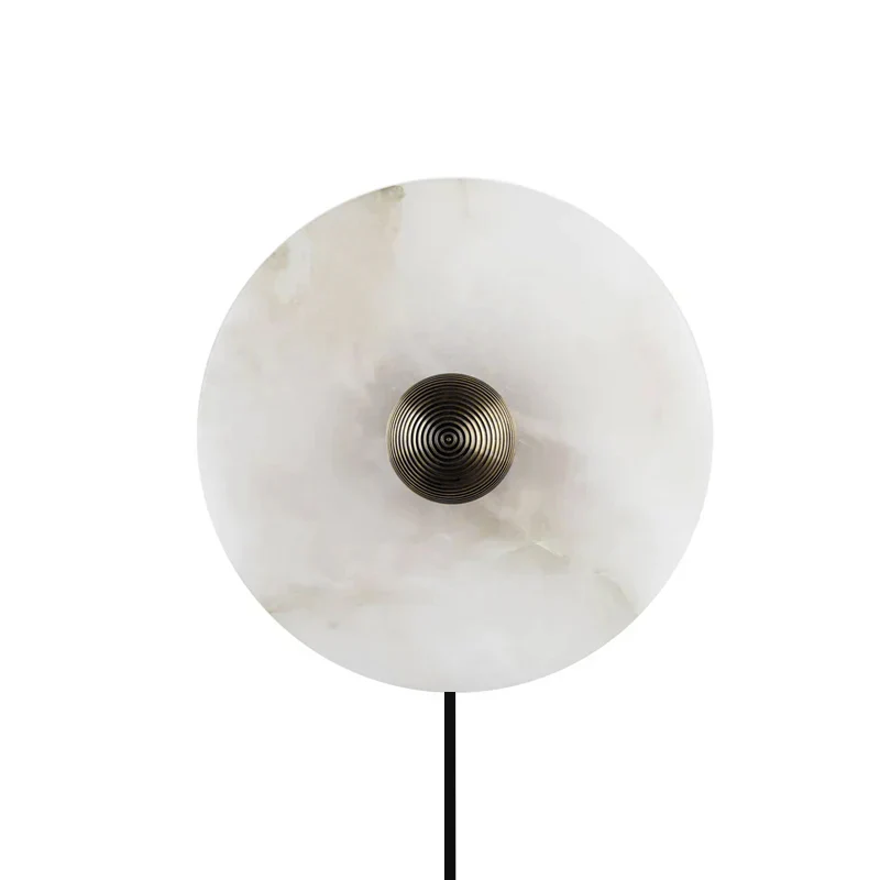 Plug In Alabaster Disc Wall Sconce