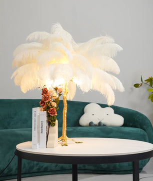 Ostrich Feather Table Lamp