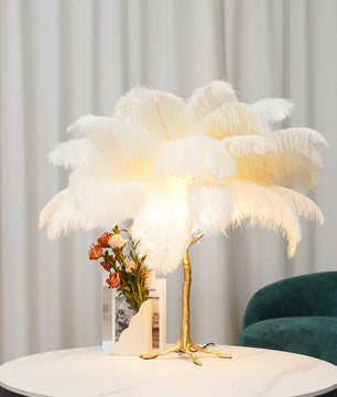 Ostrich Feather Table Lamp