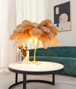 Ostrich Feather Table Lamp