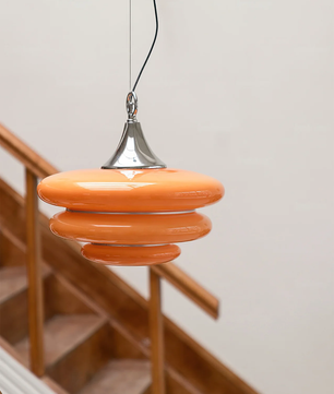 Orange Glass & Chrome Pendant Light
