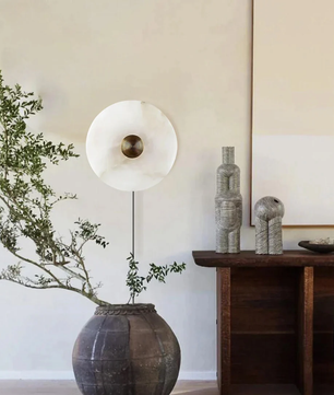 Plug In Alabaster Disc Wall Sconce