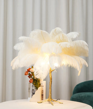 Ostrich Feather Table Lamp
