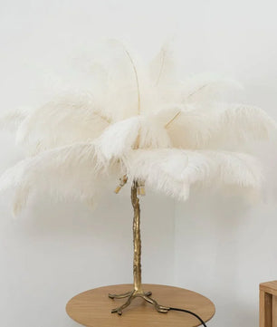 Ostrich Feather Table Lamp
