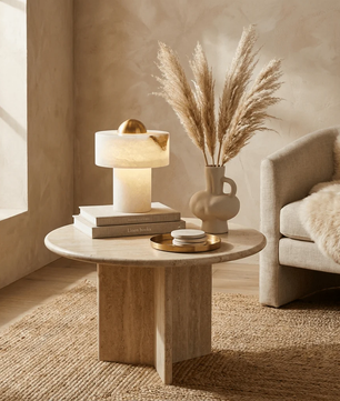 Minimalist Alabaster Brass Pillar Table Lamp