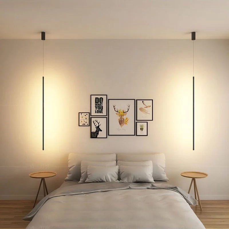 Kitchen Bedside LED Linear Black Pendant Light Fixture