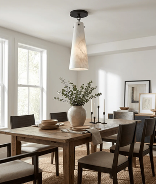 Modern Alabaster Cone Ceiling Light