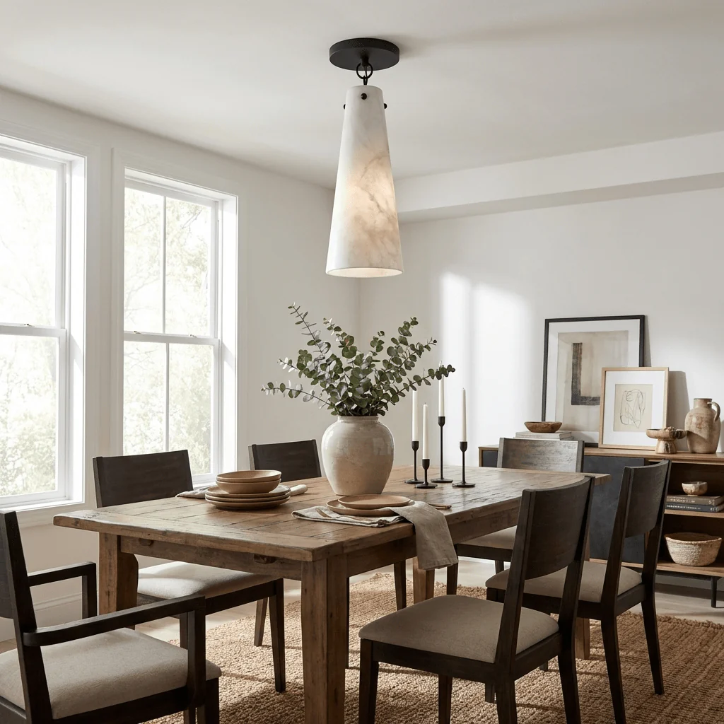 Modern Alabaster Cone Ceiling Light