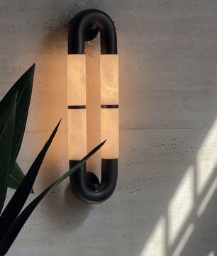 The Volterra Dual-Crescent Alabaster Sconce