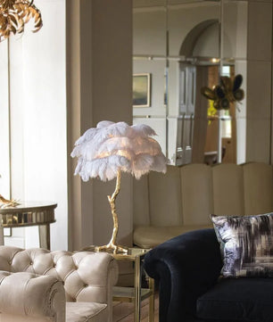 Ostrich Feather Table Lamp