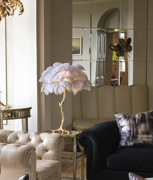 Ostrich Feather Table Lamp