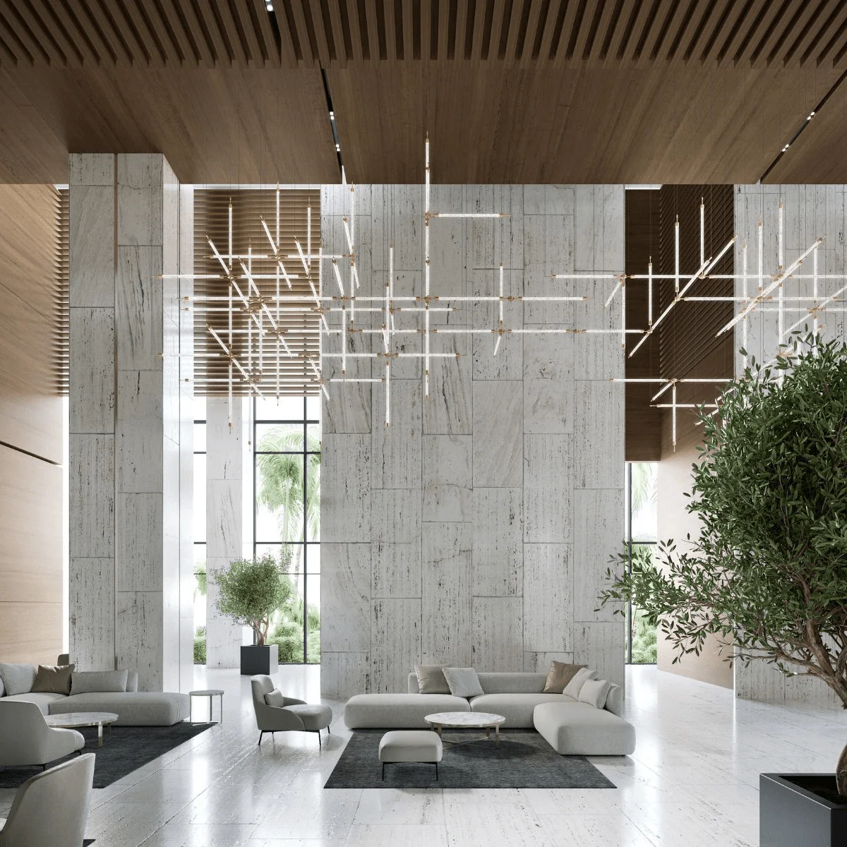 Crystal Grid Bespoken Chandelier