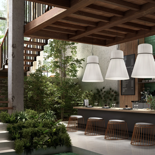 Pleated Linen Hourglass Pendant Light