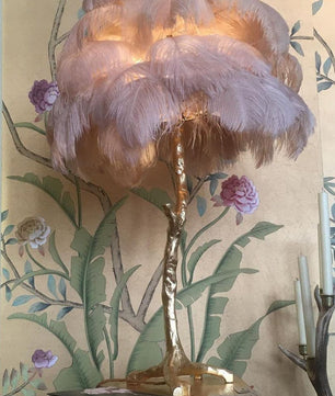 Ostrich Feather Table Lamp