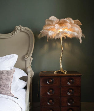 Ostrich Feather Table Lamp