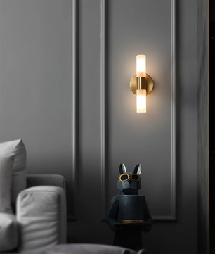 Twin Cylinder Brass Wall Sconce