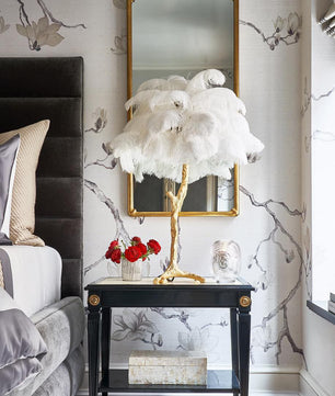 Ostrich Feather Table Lamp