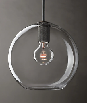Brass & Clear Glass Pendant Light