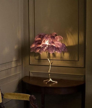 Ostrich Feather Table Lamp